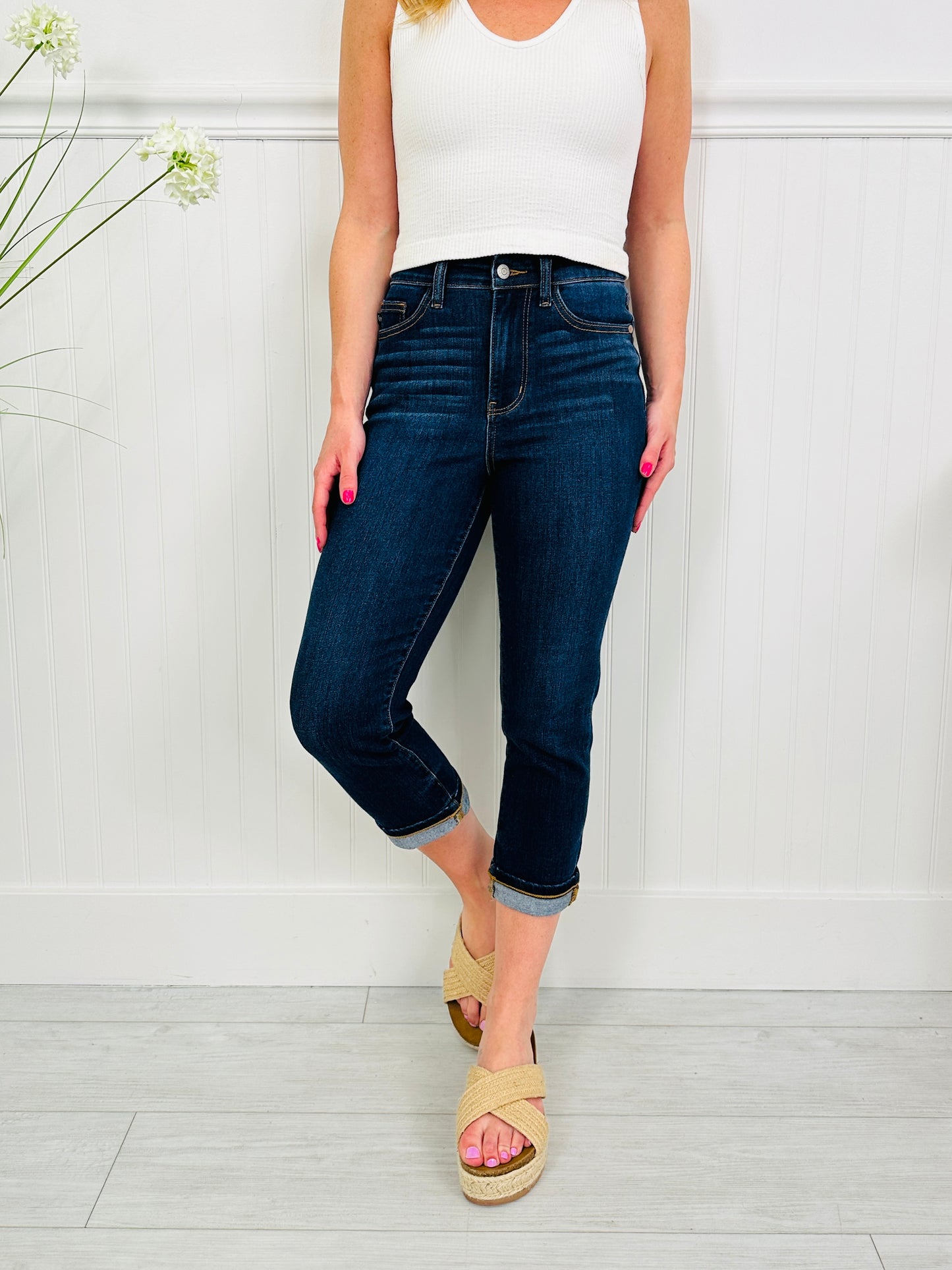 Judy Blue New Beginnings Cuffed Capri Jeans