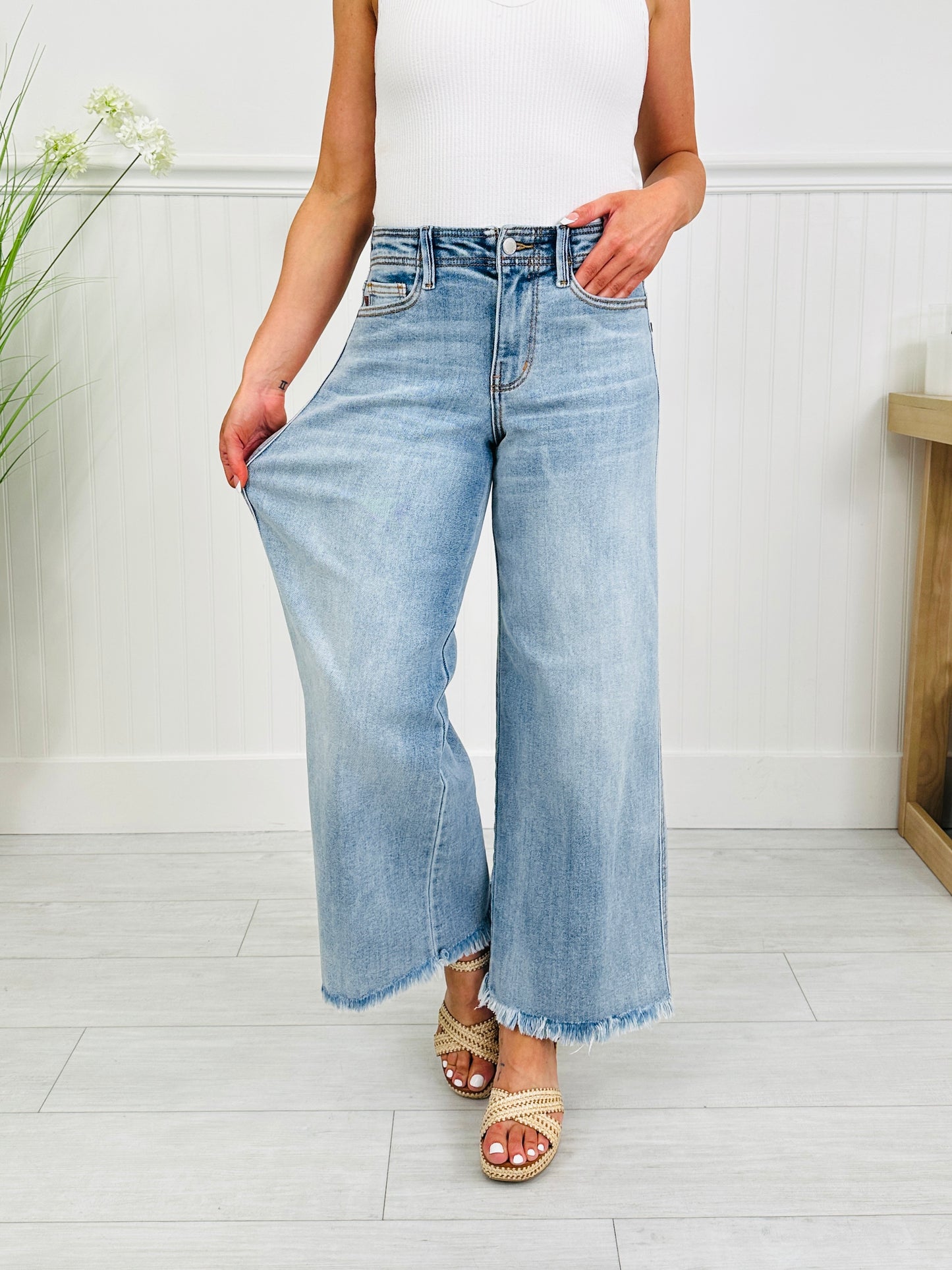 Judy Blue Ankle Ready Ankle Wide Leg Jeans
