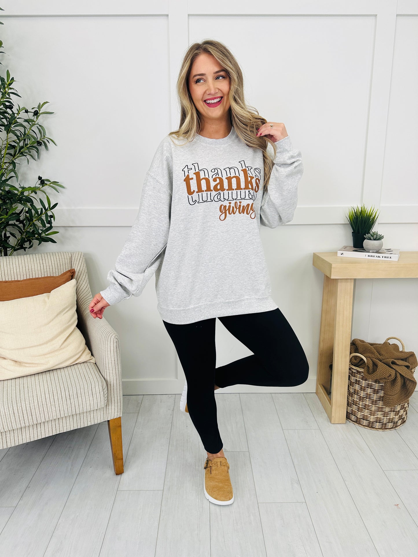 Thanksgiving Graphic Crewneck Sweatshirt- Multiple Colors!
