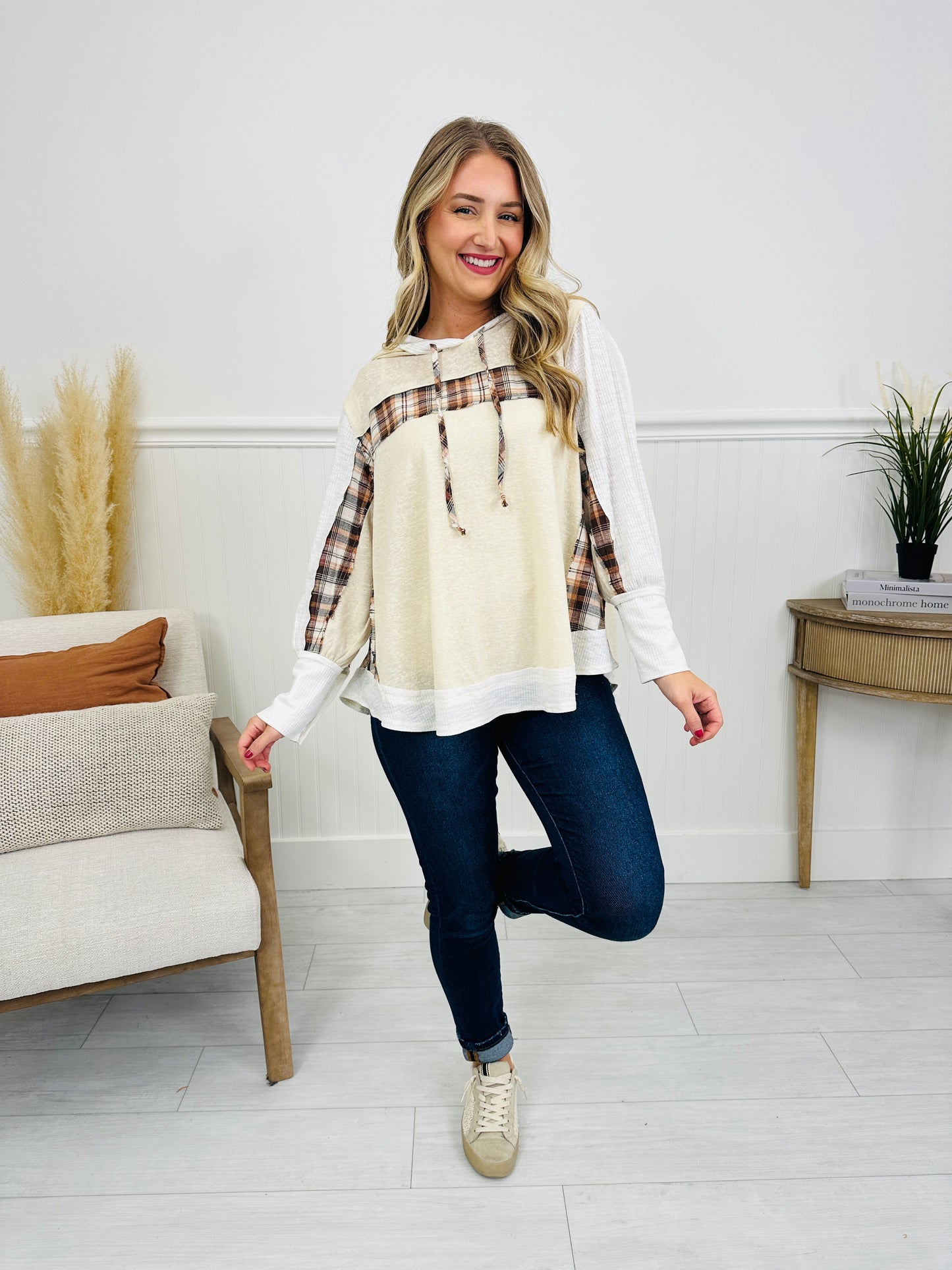 Plaidly In Love Sweatshirt In Ivory