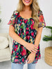 Floral Sketch Top in Dark Navy
