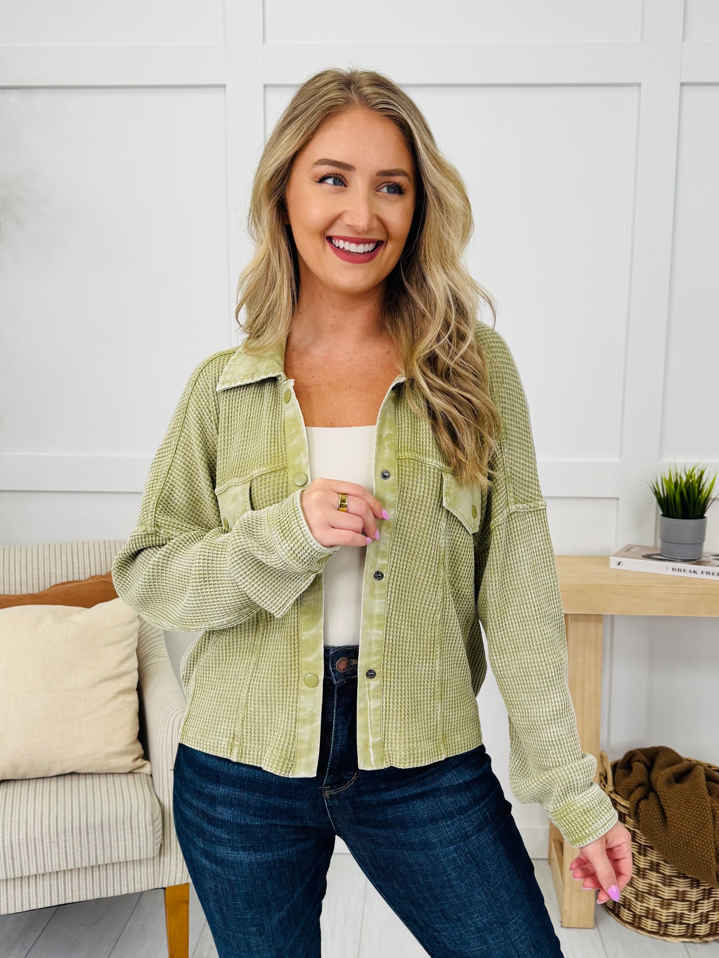 Caught You Looking Jacket in Cactus Green