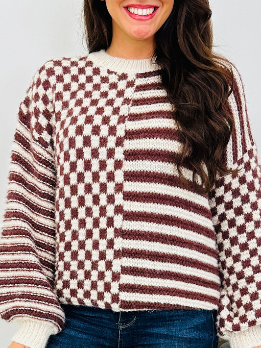 The Beat Goes On Sweater in Caramel/Ivory