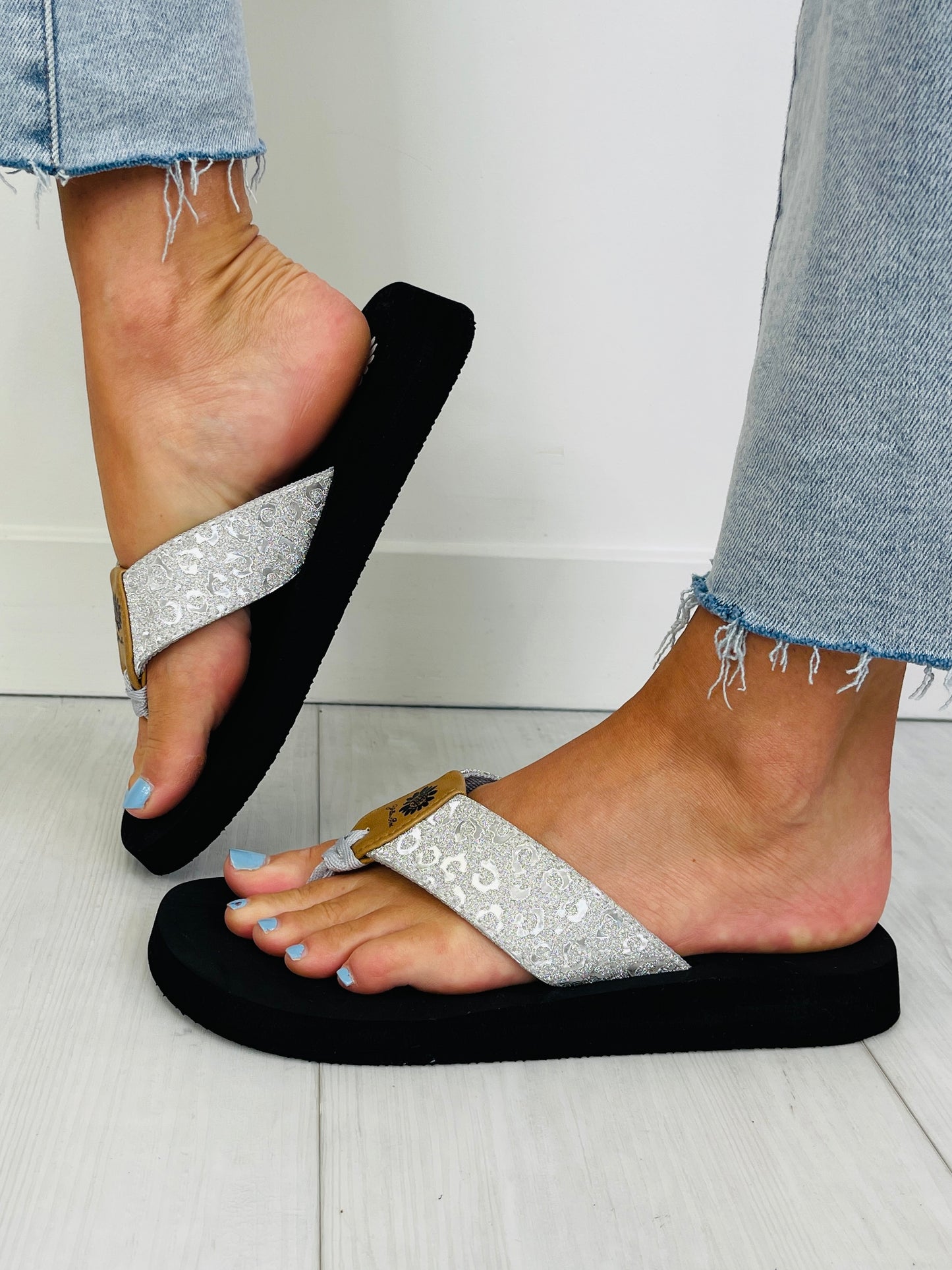 Midnight Mirage Flip Flops In Silver
