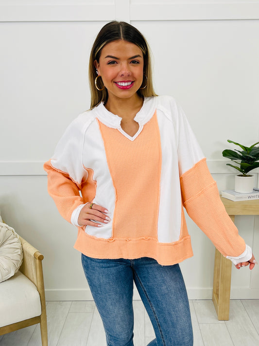 Split Spectrum Pullover In Peach Multi