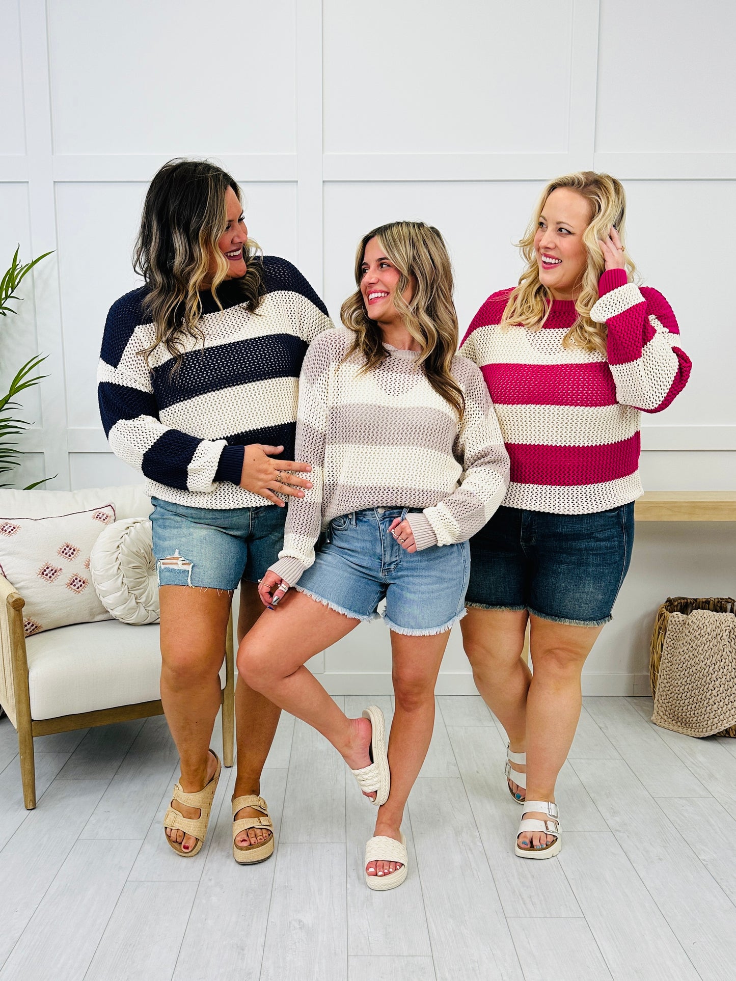 MOCO Exclusive Coastal Chic Striped Sweater- Multiple Colors!