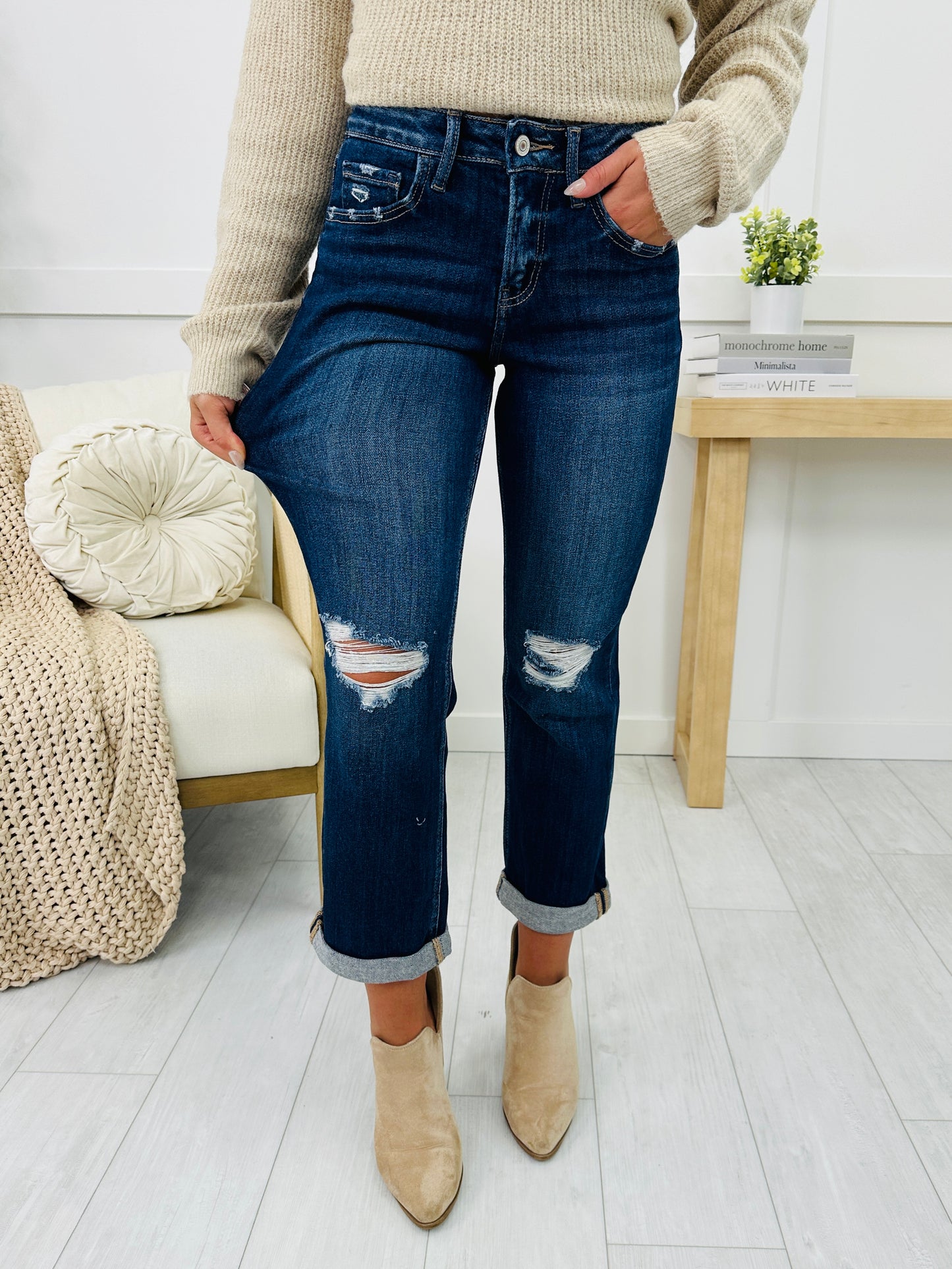 Lovervet Turn it Up Cropped Straight Leg Jeans in Reg/Curvy