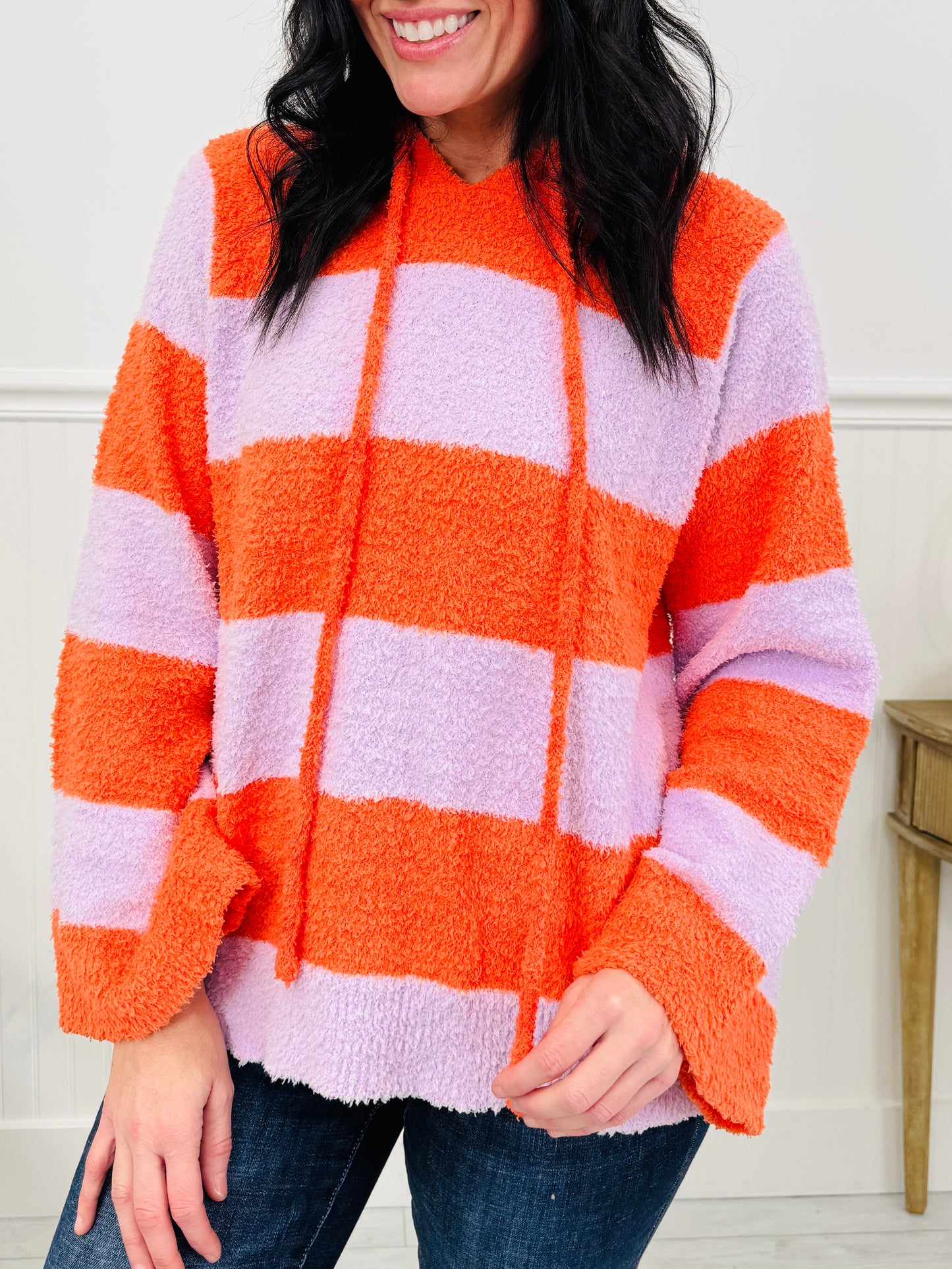 Cozy Little Moments Hoodie In Lilac Orange