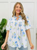 Simply Floral Top In Ivory/Blue
