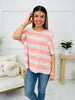 REG/CURVY Garden Stripes Top In Peach