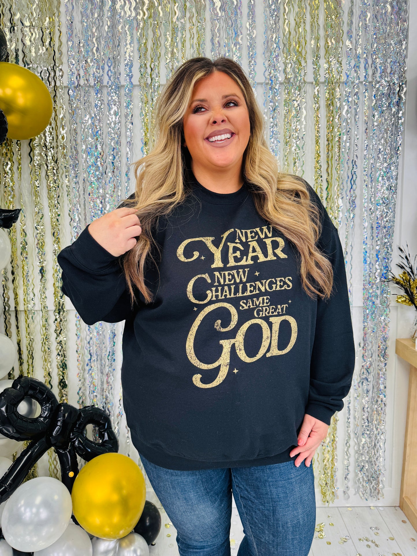 New Year, Same God Graphic Crewneck Sweatshirt