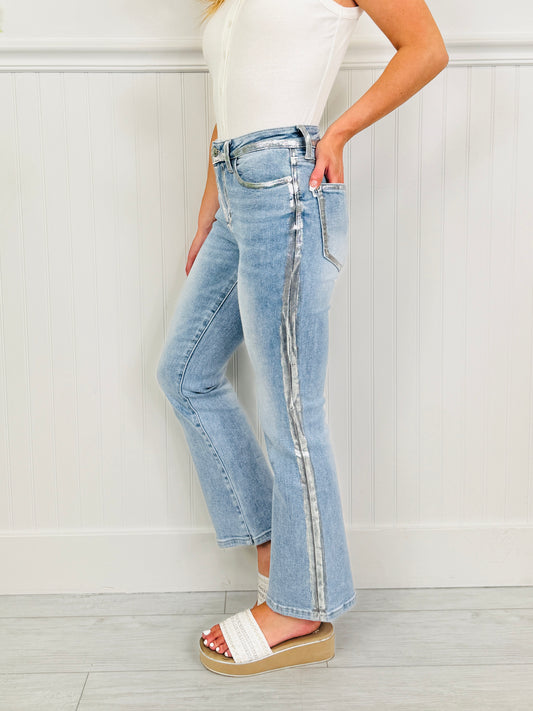 Judy Blue Metallic Moment Kick Flare Jeans