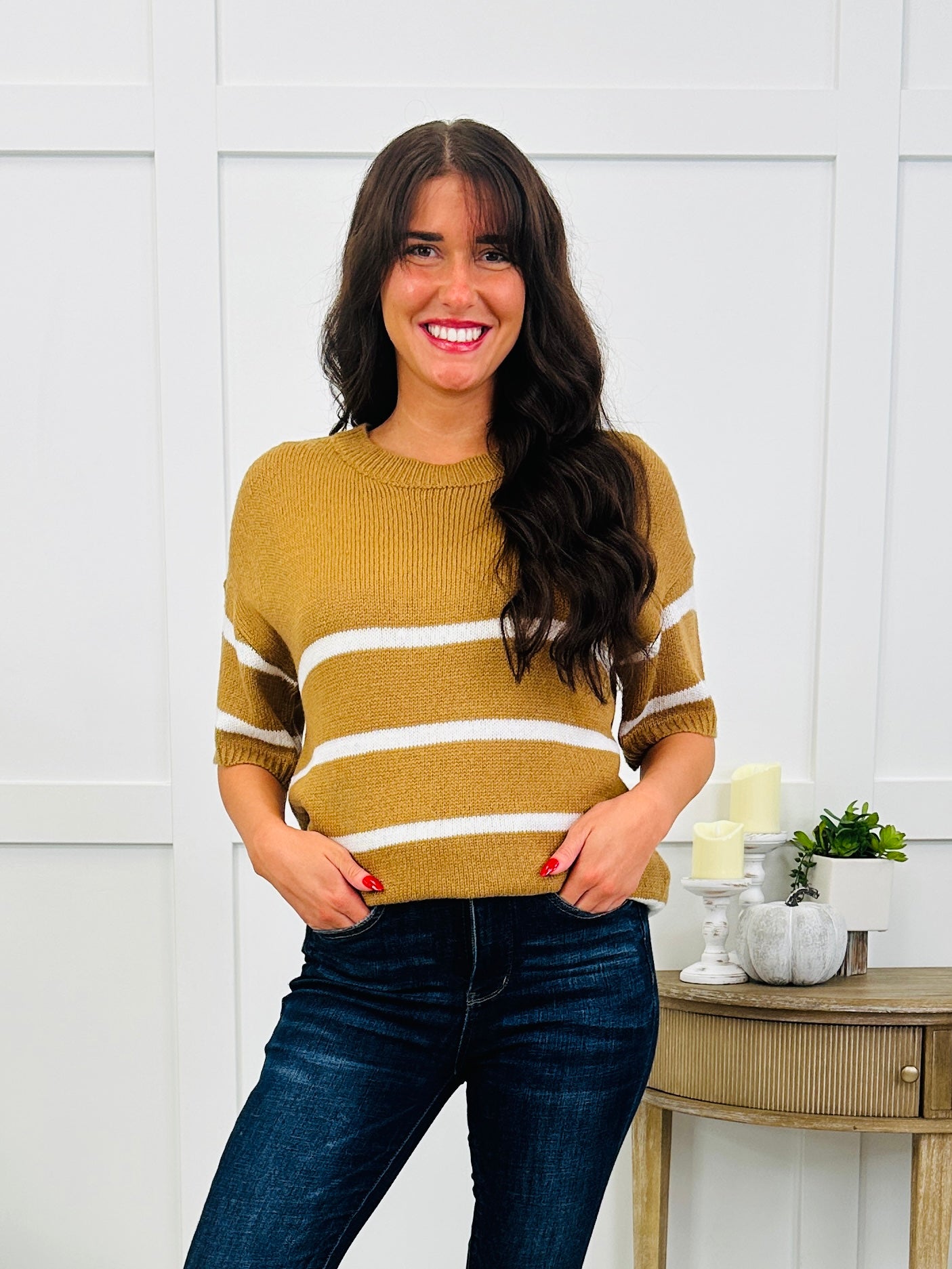 On The Line Top In Camel