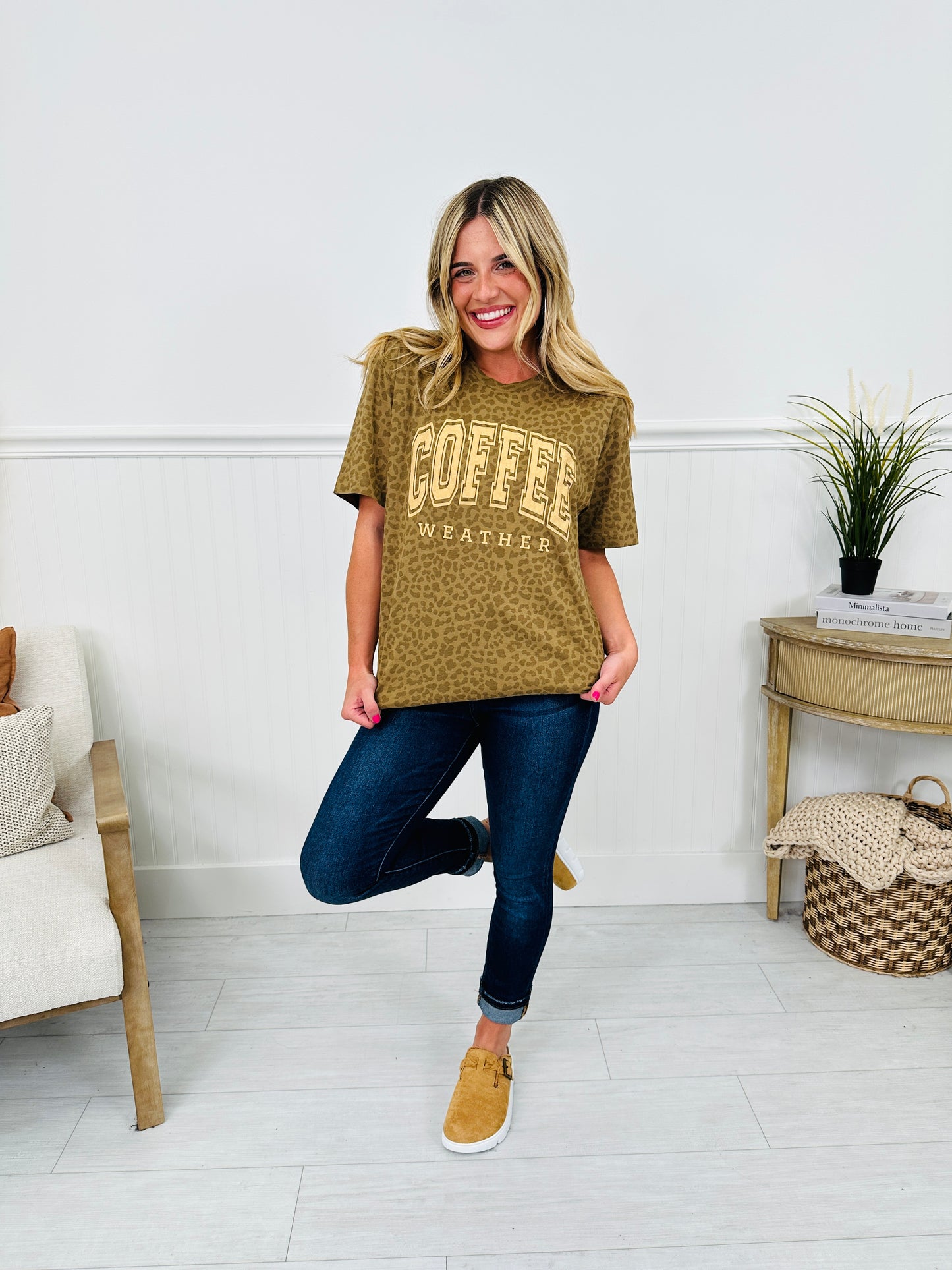 Coffee Weather Graphic Tee in Leopard