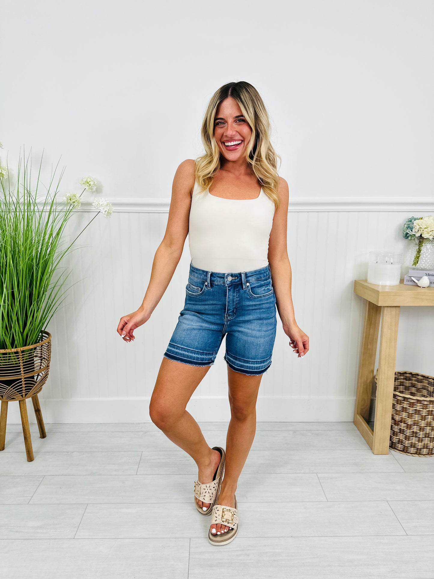 Release The Moment Tummy Control Release Hem Shorts