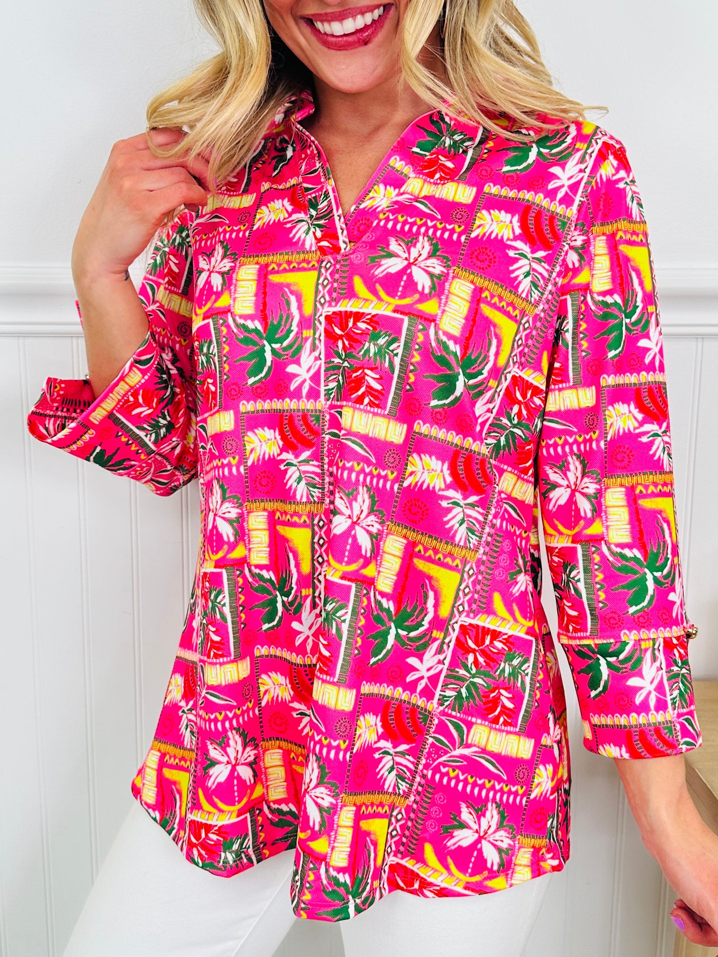 Bloom in Spring Top in Palm Print