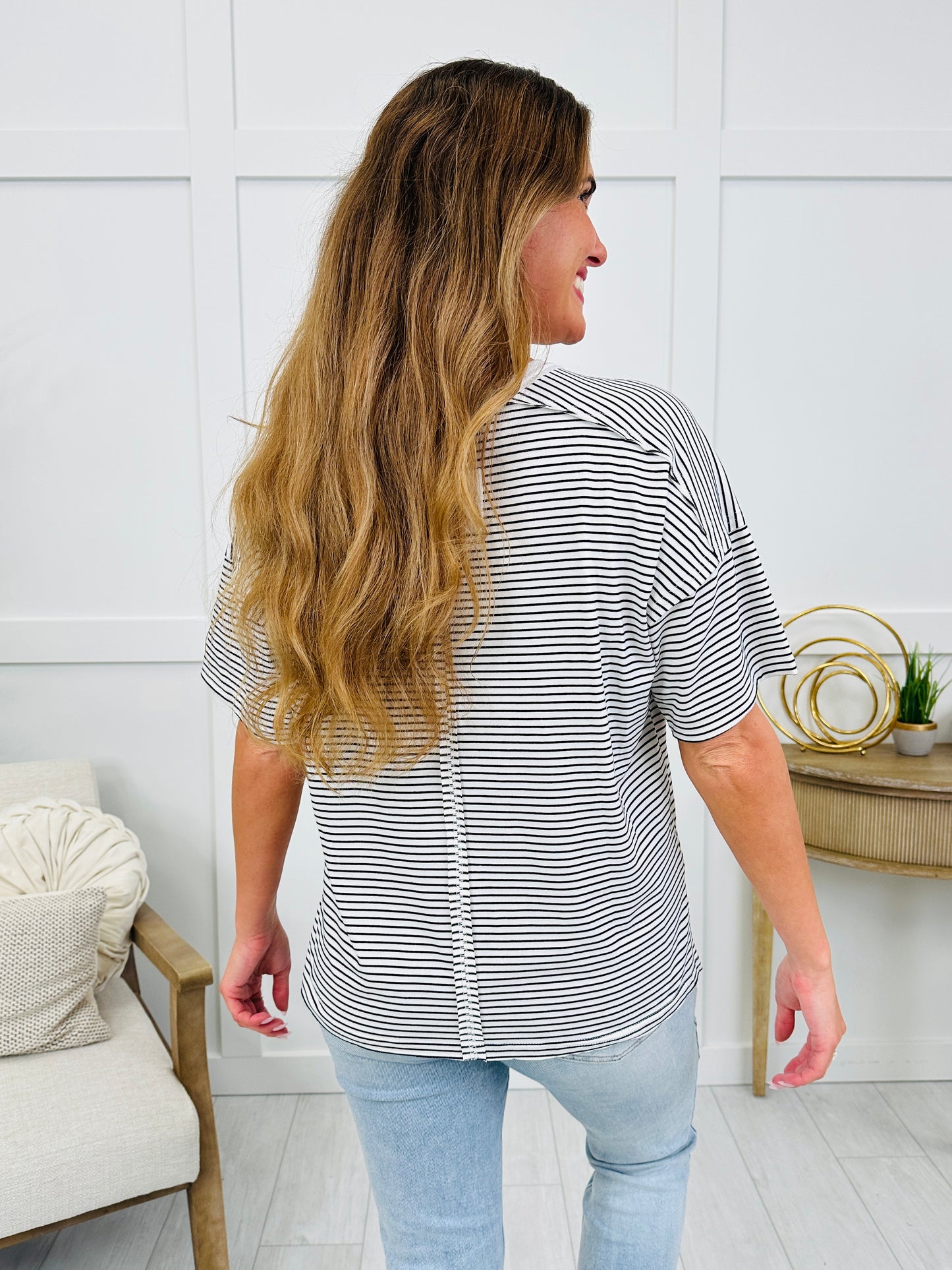 Effortless Stripe Top In Black