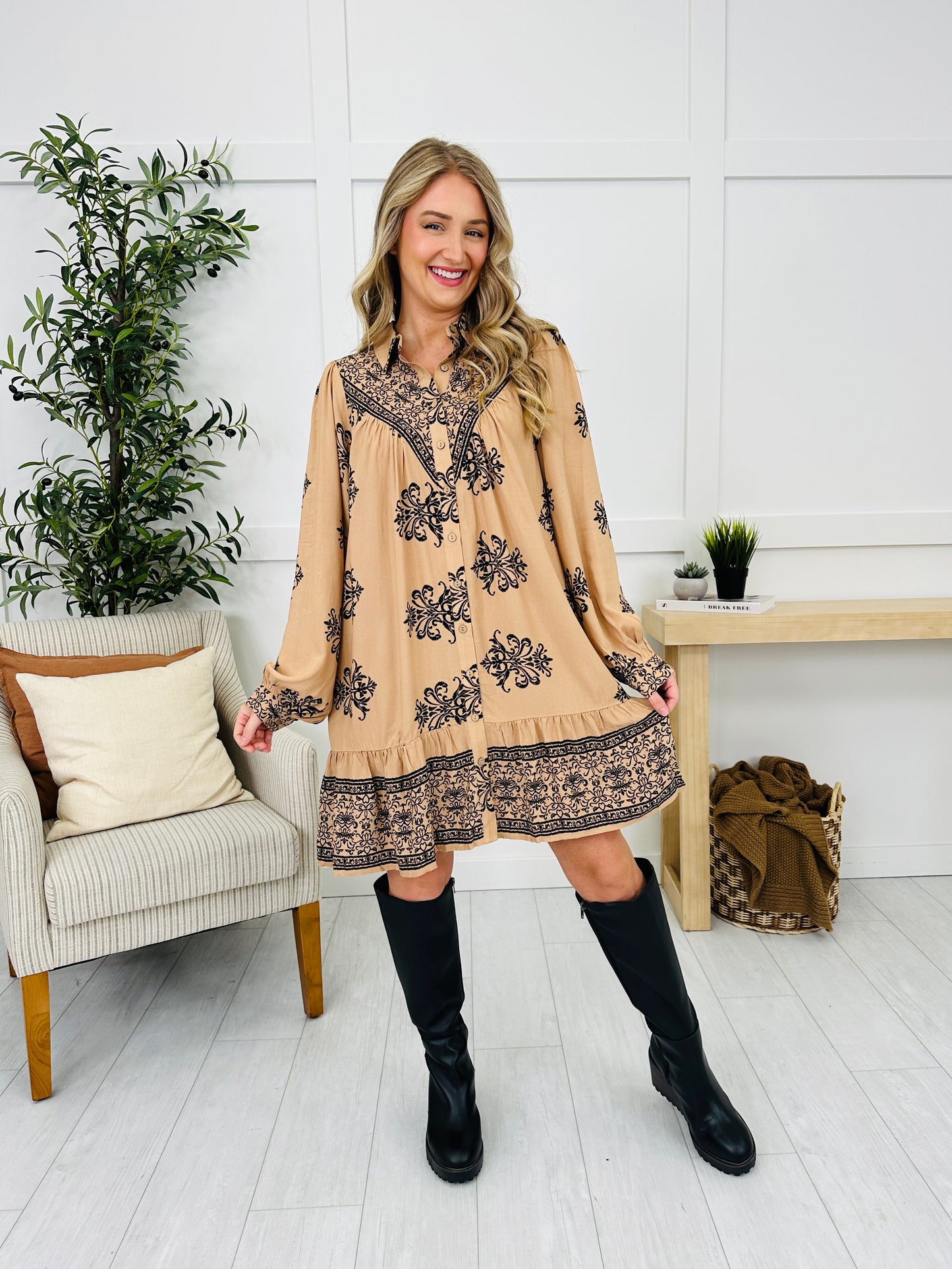 Fringe Theory Dress in Khaki