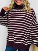 Stripe Up Your Alley Pullover In Wine
