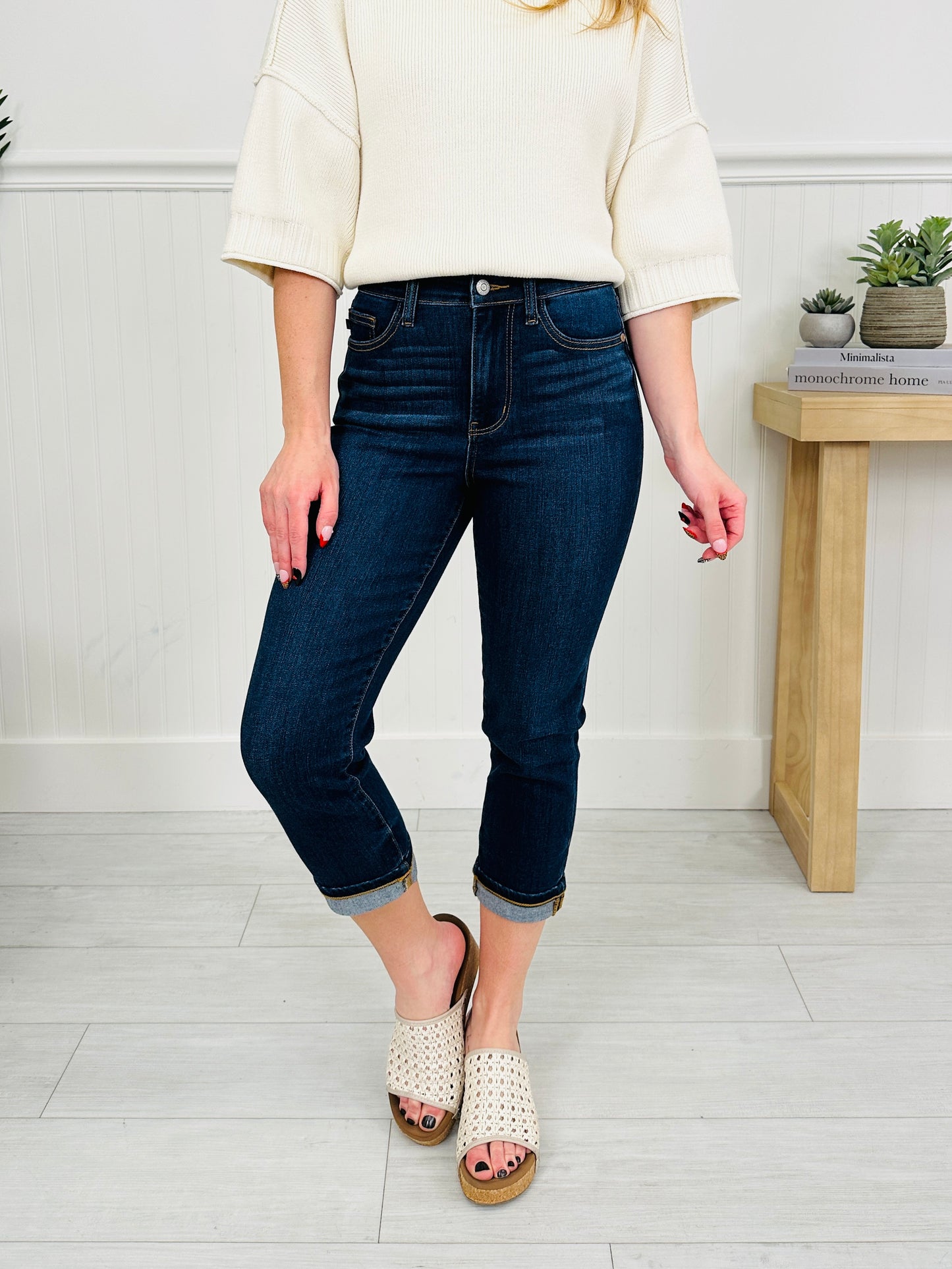 Judy Blue New Beginnings Cuffed Capri Jeans