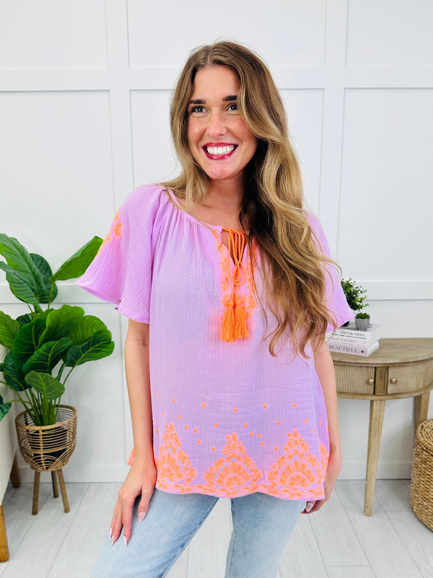 Sunkissed Stitches Top In Lilac