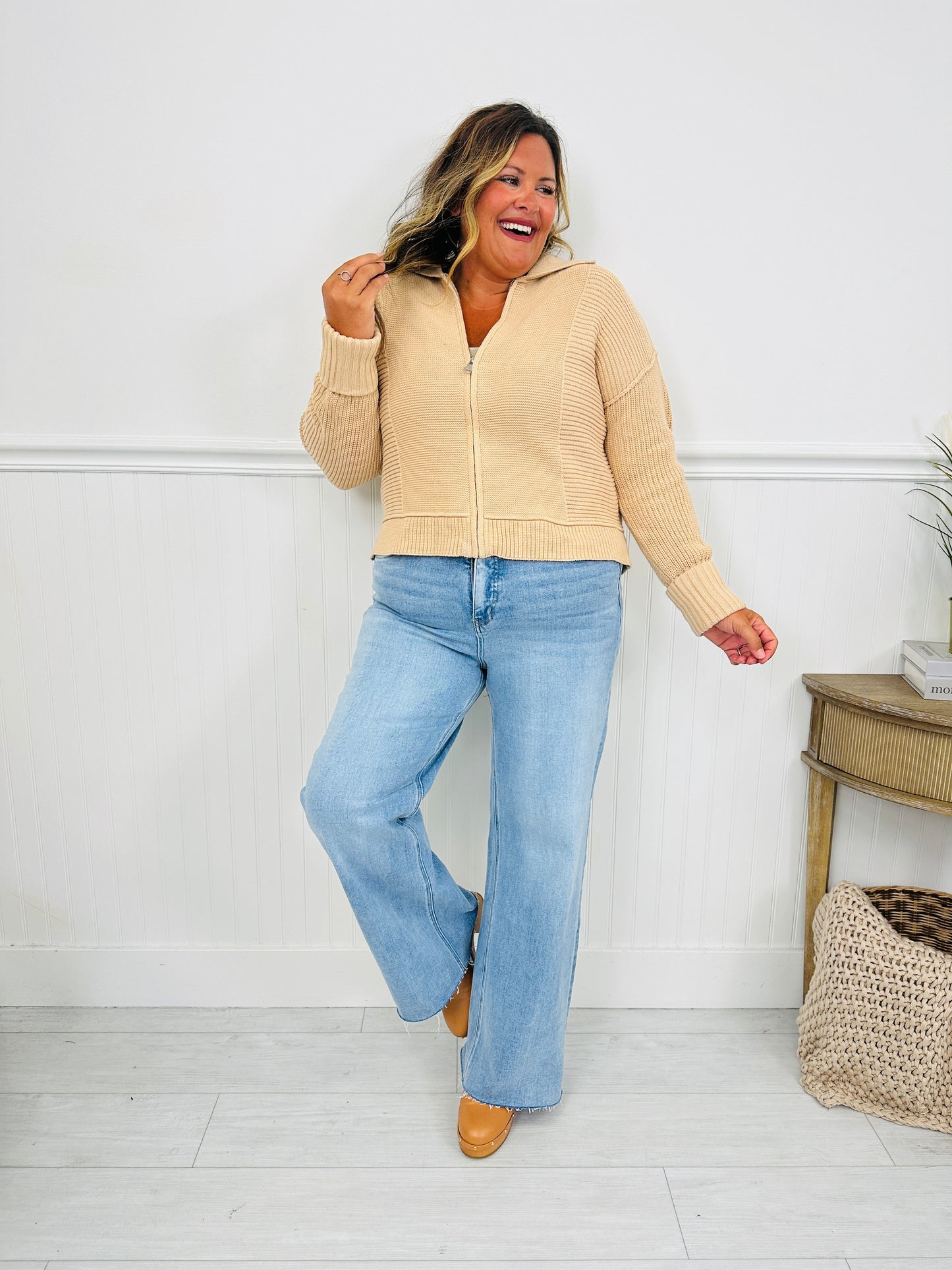 Fall Into Your Cart Tummy Control Wide Leg Jeans