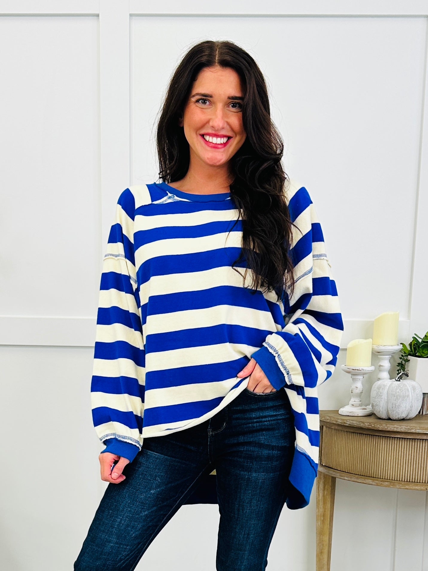 The Cove Top In Royal/Ivory