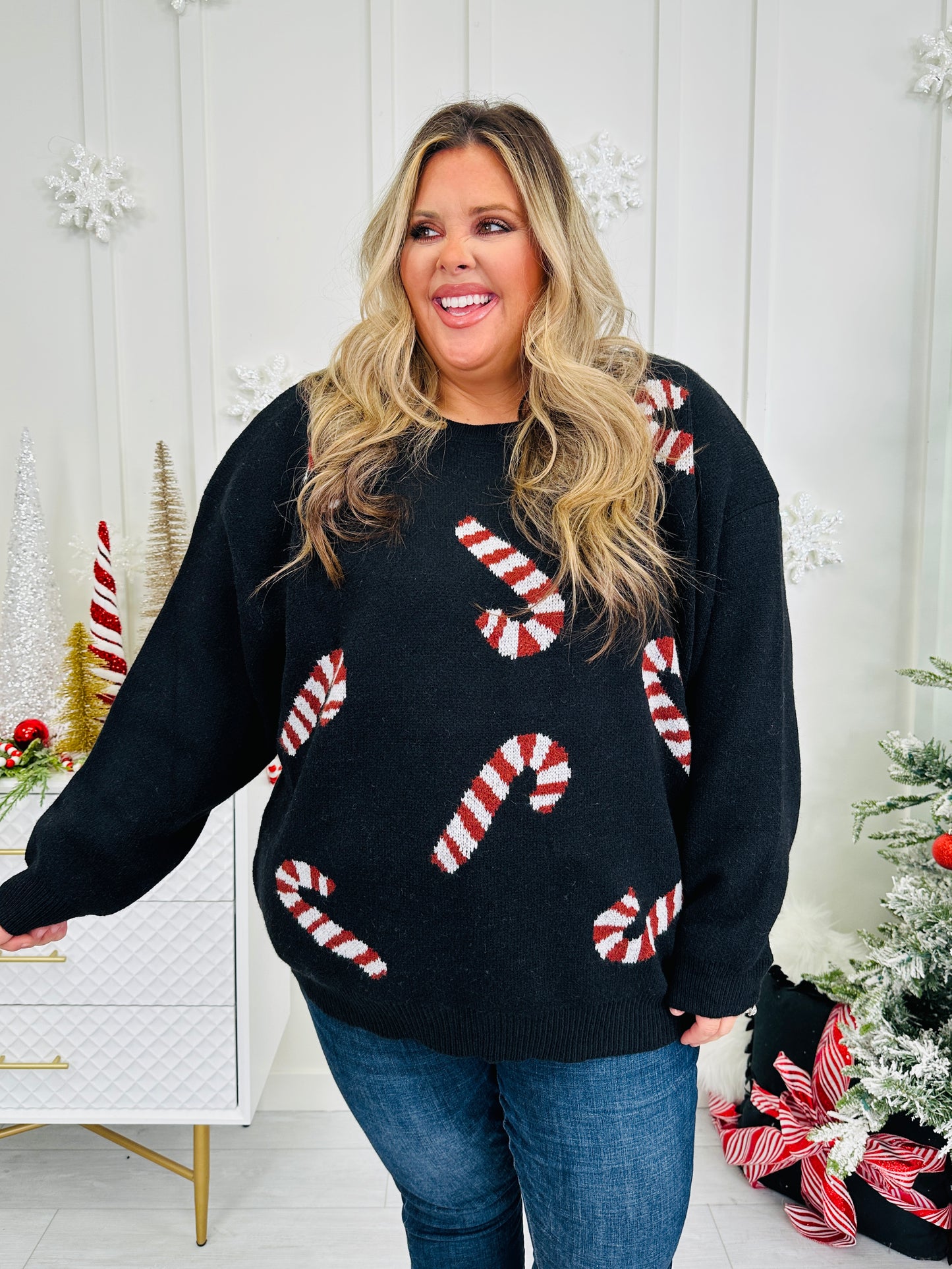 Candy Cane Cutie Sweater In Multiple Colors