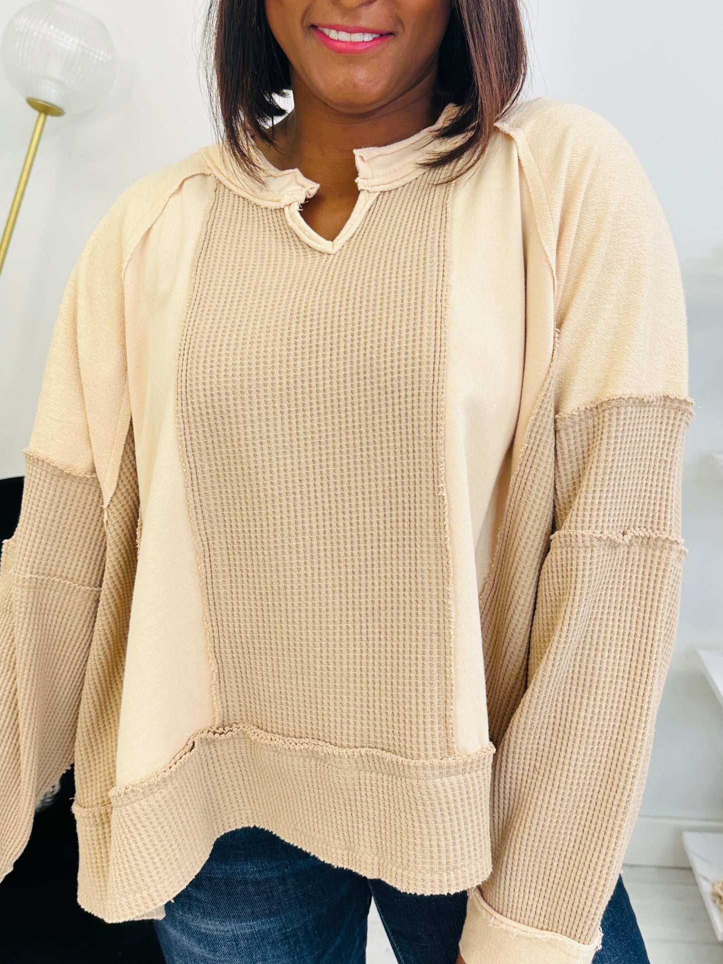 Kept You Close Pullover in Beige Multi