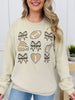 Football And Bows Graphic Crewneck Sweatshirt
