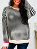The Blackberry Lane Sweater In Black/Magenta