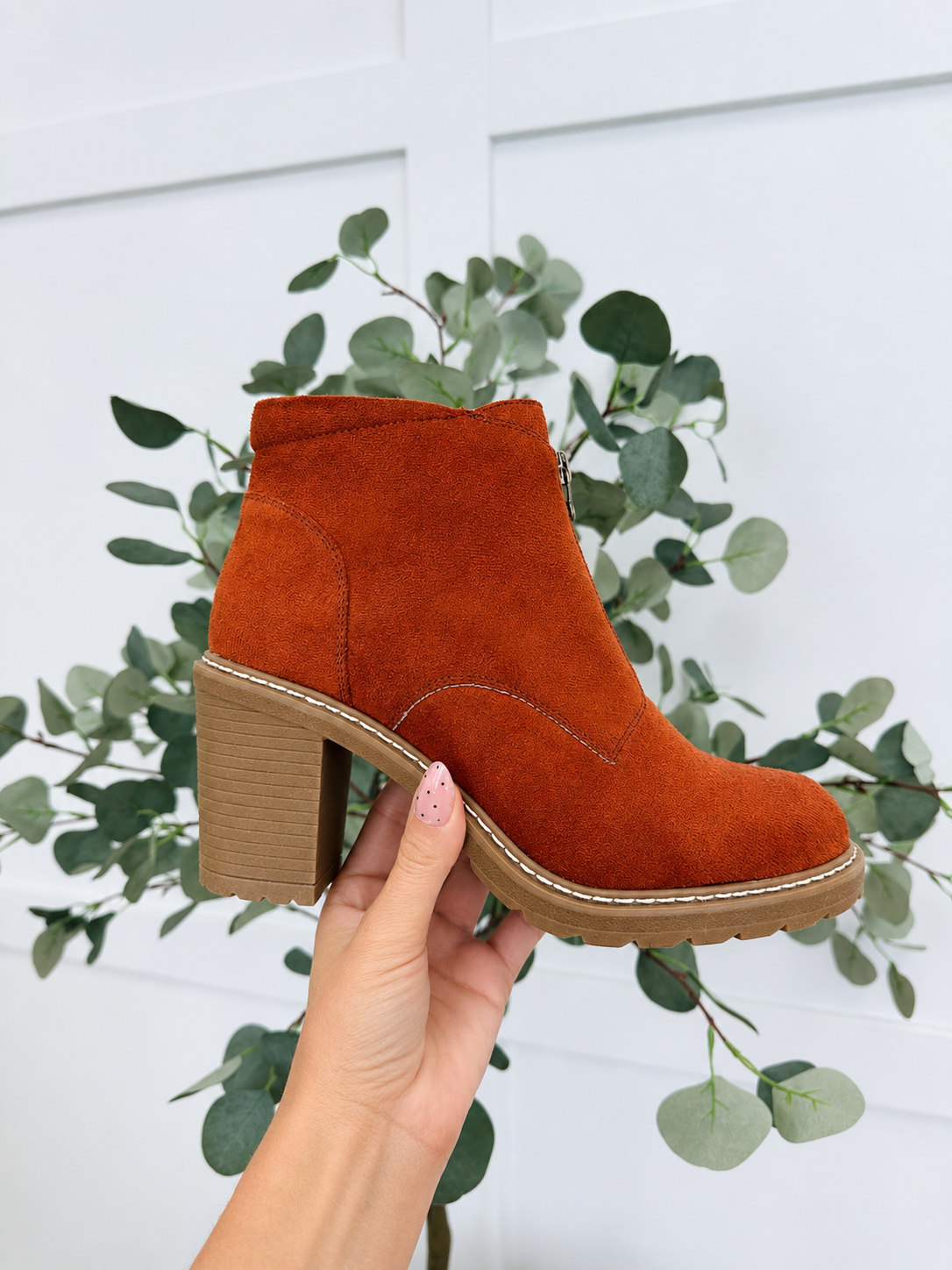 Midnight Zip Booties In Rust