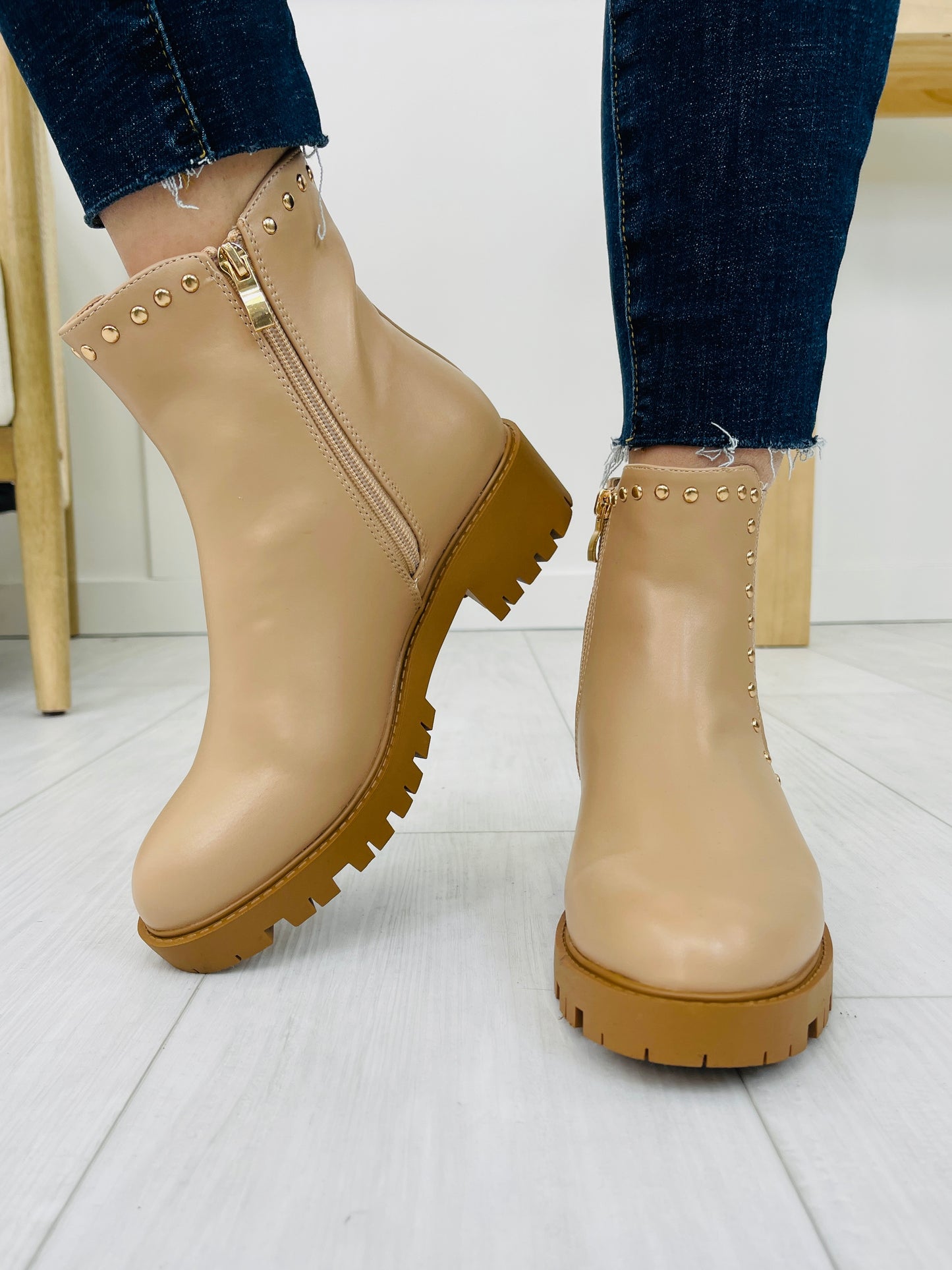 Power Strut Booties In Beige