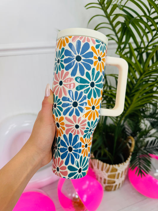Pastel Petals Flower Tumbler
