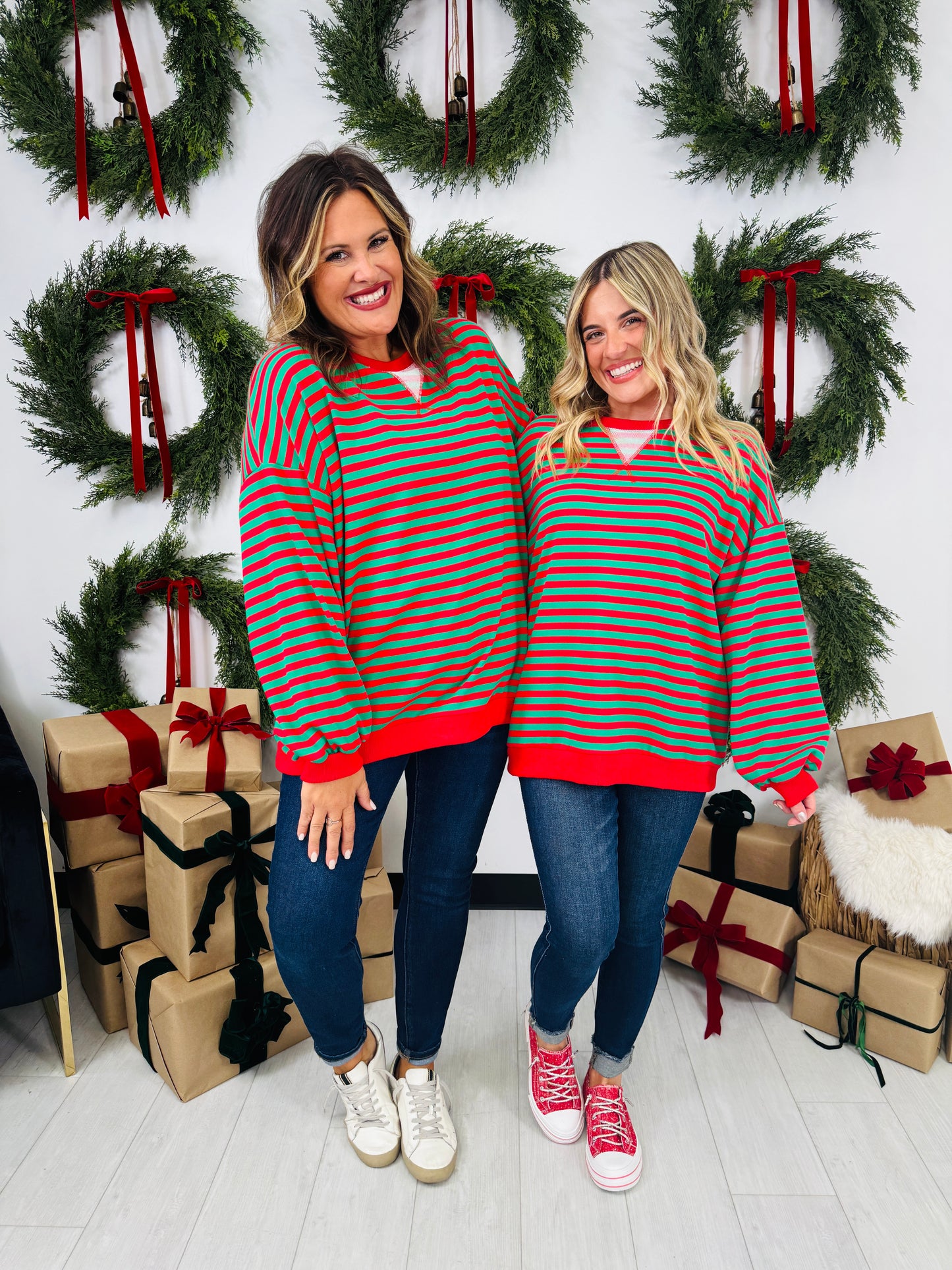 Striped With Cheer Pullover