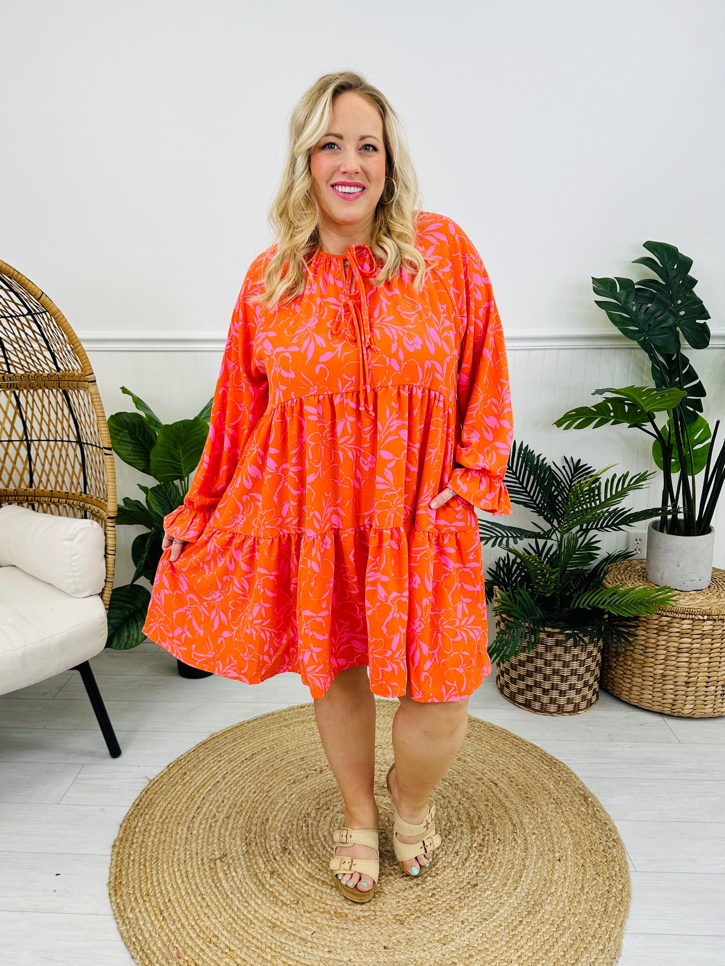 Tropical Tango Dress In Coral Orange