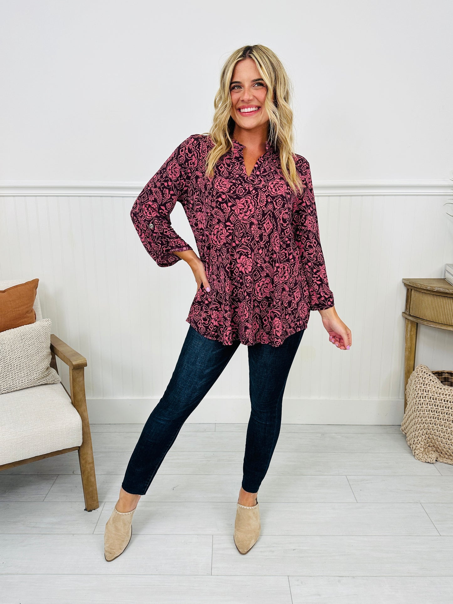 Fall Into You Top in Maroon