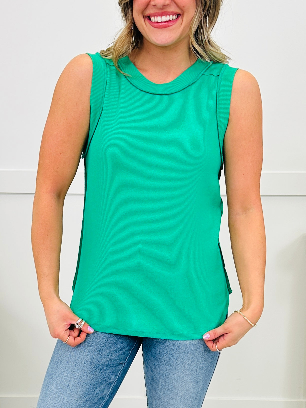 Basic Babe MOCO Exclusive Design Tank Top In Kelly Green