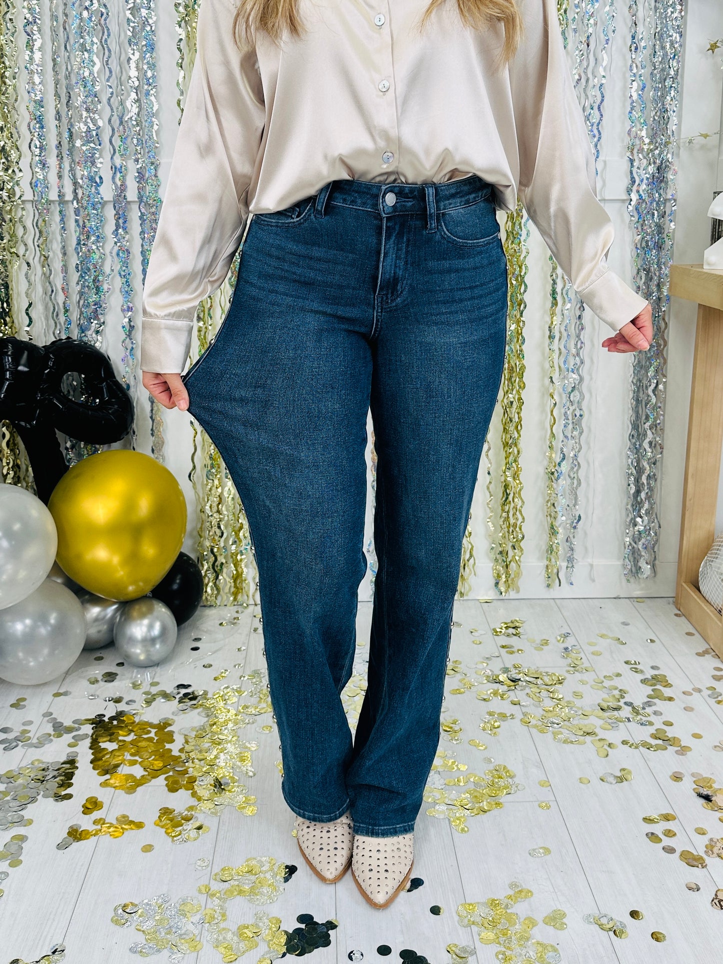 Judy Blue Straight Up Stud Straight Leg Jeans