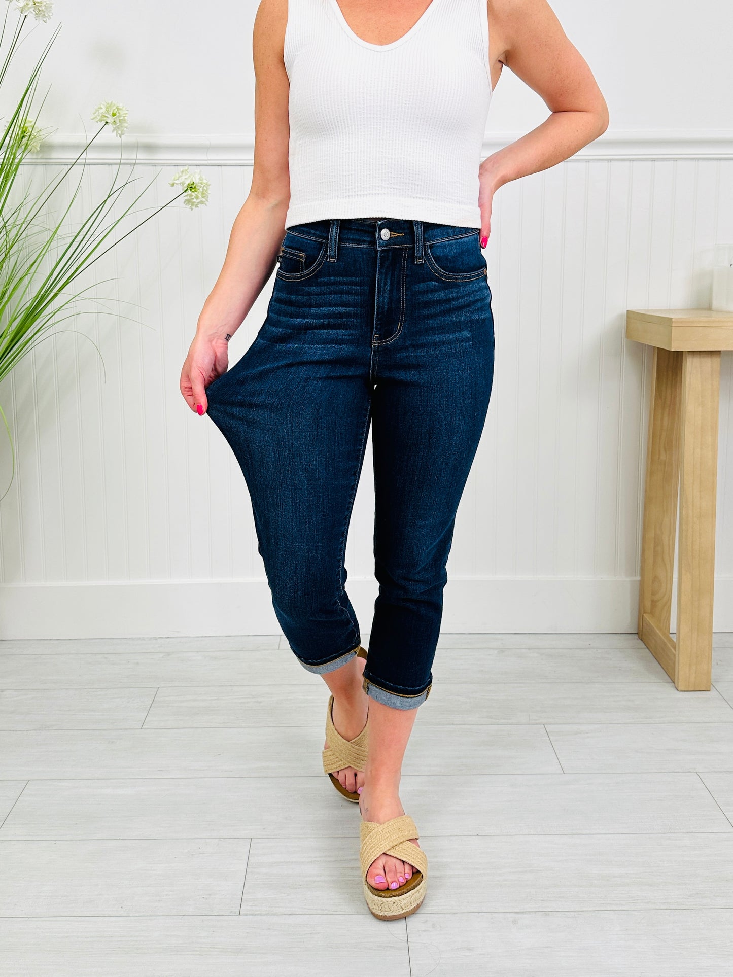 Judy Blue New Beginnings Cuffed Capri Jeans