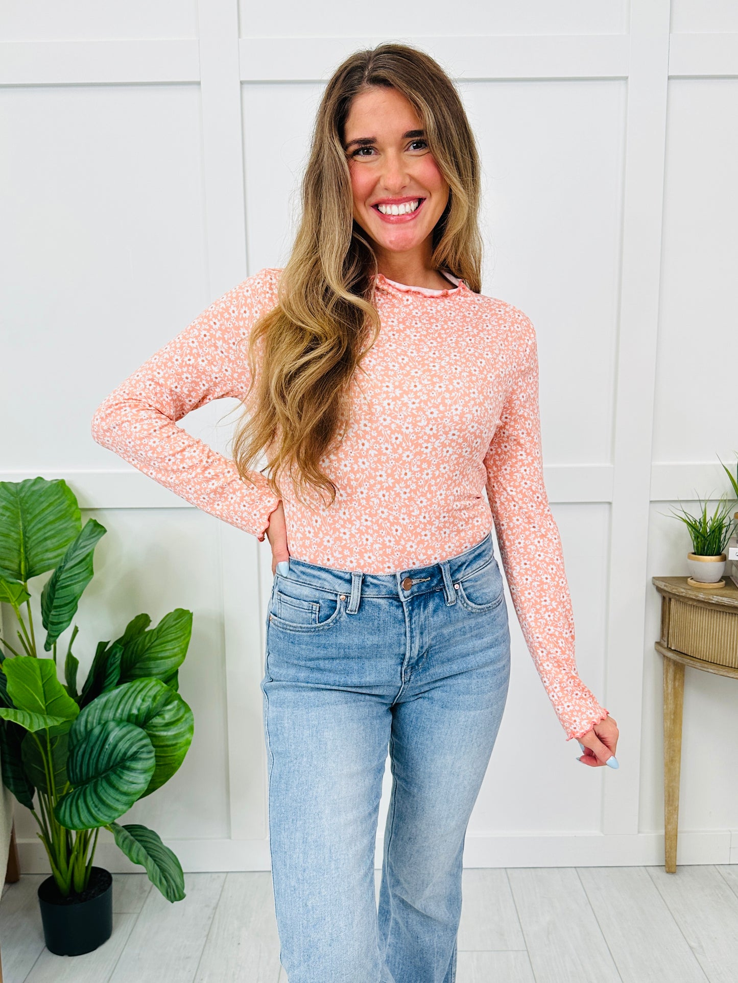 The Feeling Of Bloom Top In Coral
