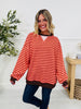 Stripe Story Pullover in Rust