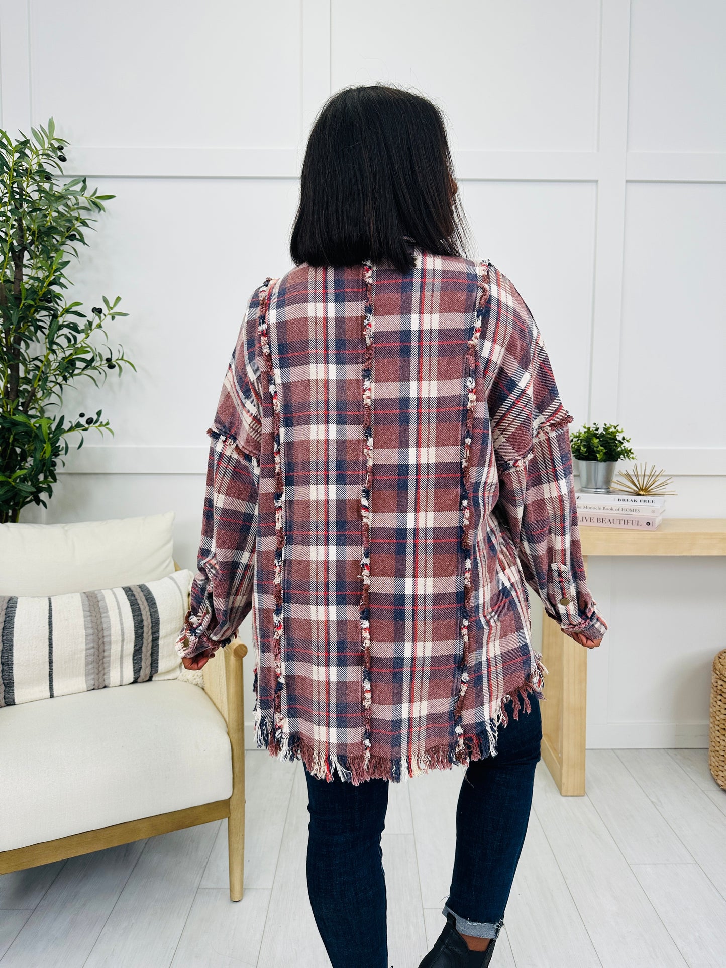 Cabin Fringe Flannel in Washed Navy