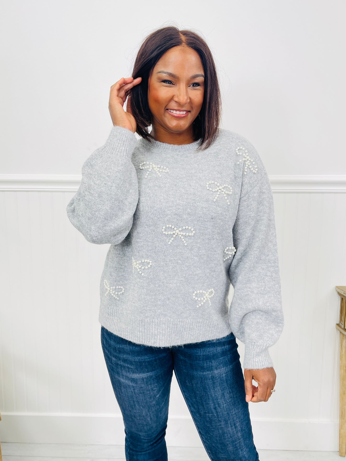 Ever After Pearl Sweater in H Grey