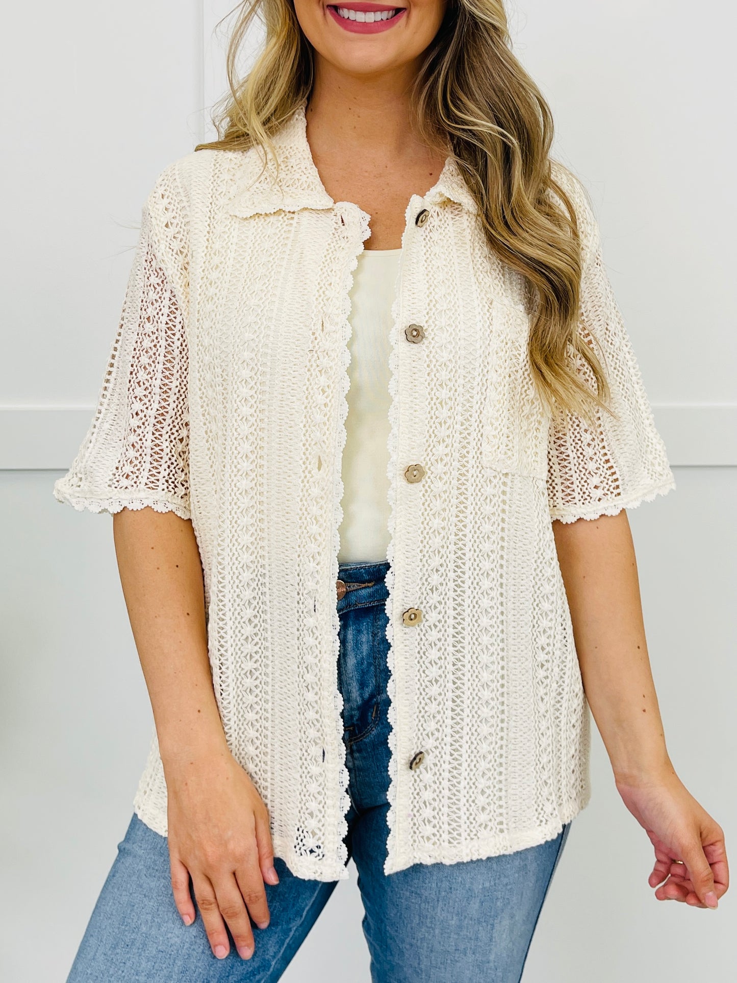 Ivory Breeze Button Top