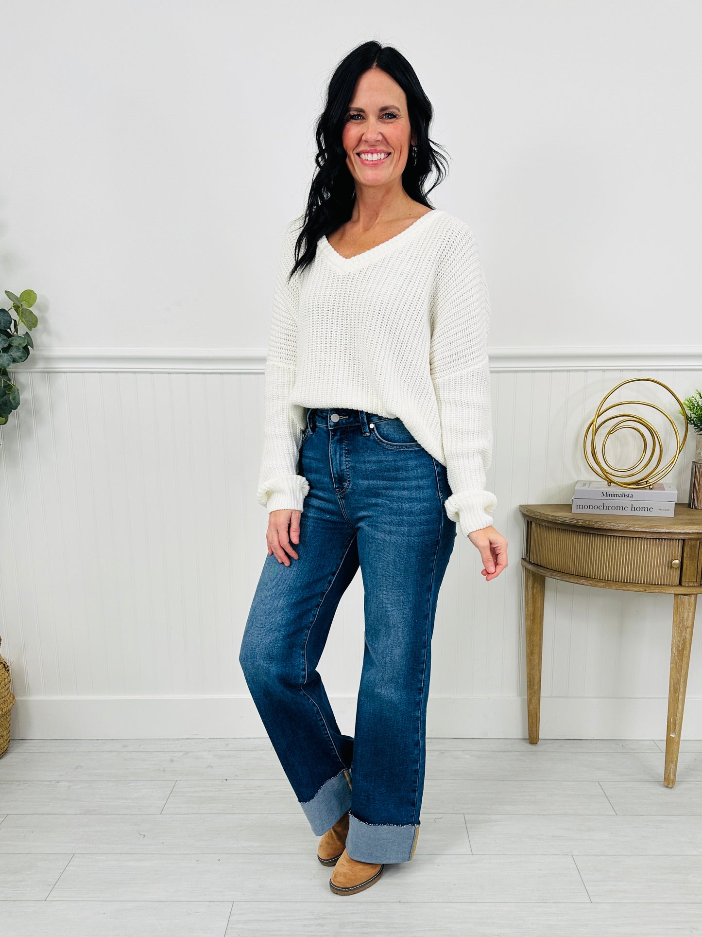 Made For Me Tummy Control Wide Leg Cuffed Jeans in Multiple Inseams