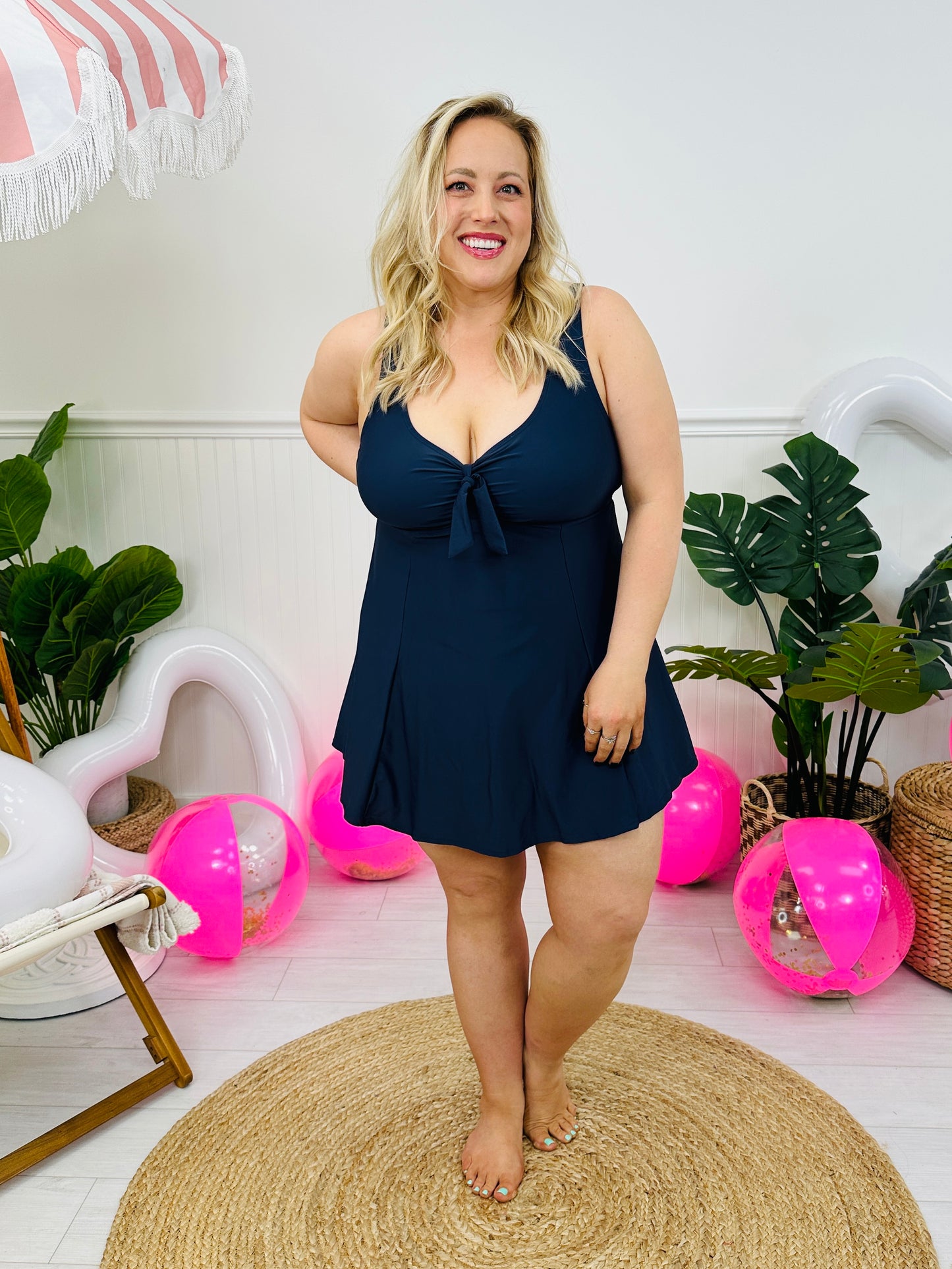 The Lindsay Swim Dress In Navy