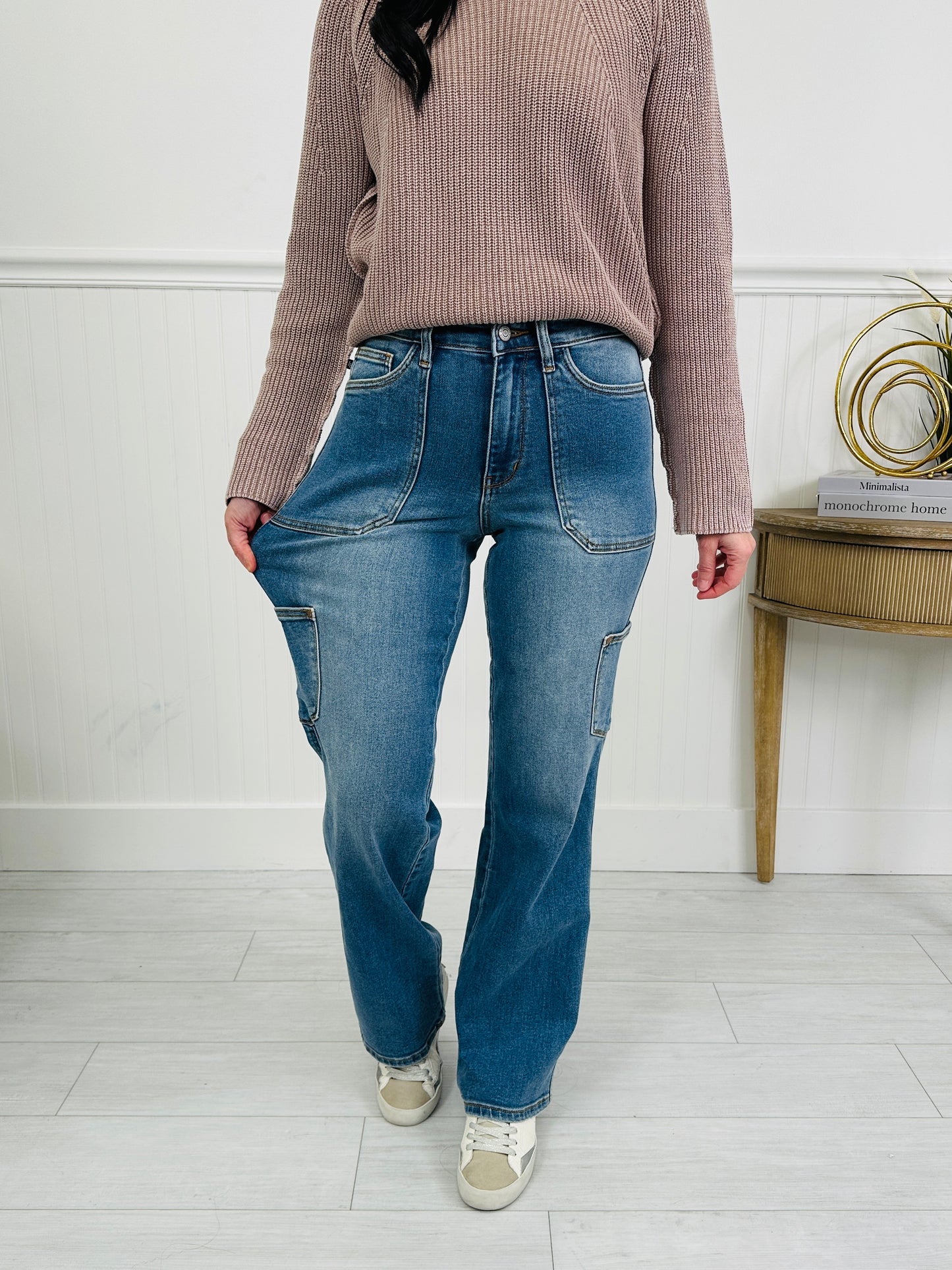 Judy Blue Cool and Collected Cargo Straight Jeans