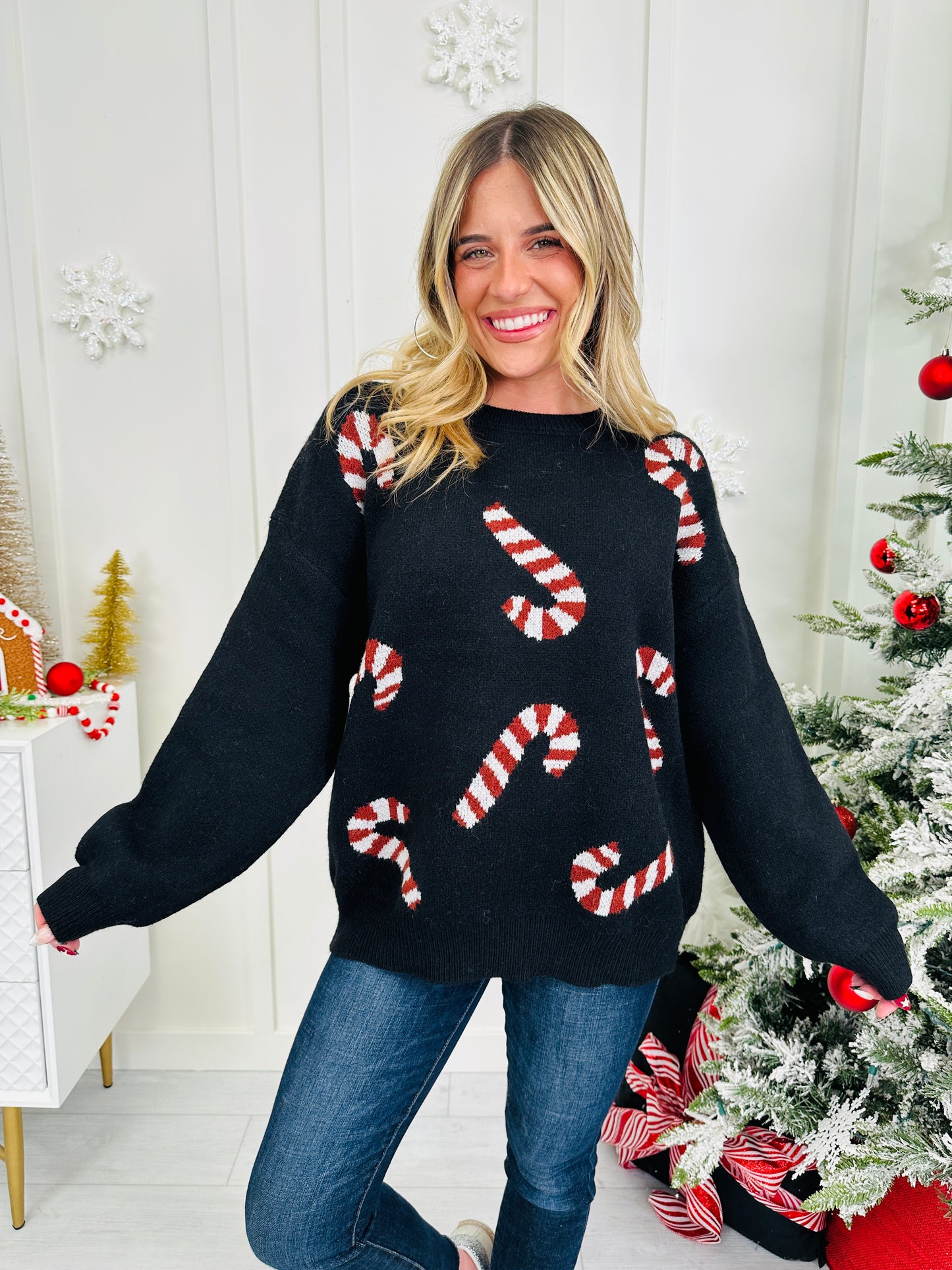Candy Cane Cutie Sweater In Multiple Colors