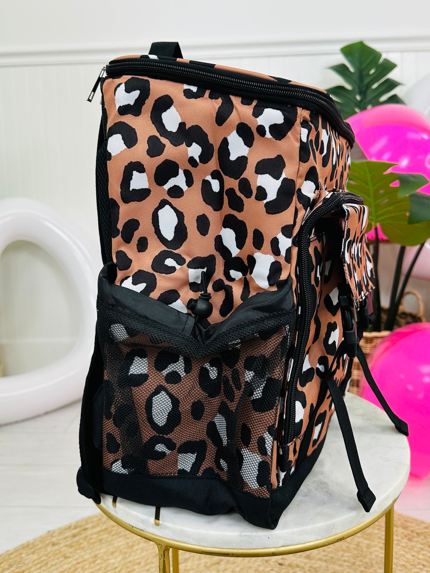 Leopard Print Backpack Cooler